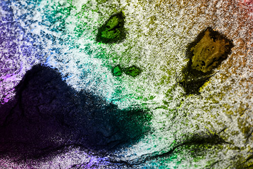 Shocked Puddle Face Drying Among Rock Surface (Rainbow Tone Photo)