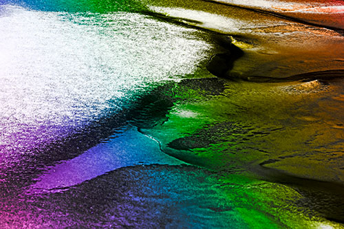 Sloping Ice Melting Atop River Water (Rainbow Tone)
