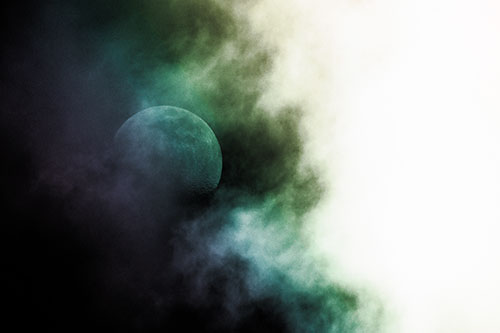 Smearing Mist Clouds Consume Moon (Rainbow Tone Photo)