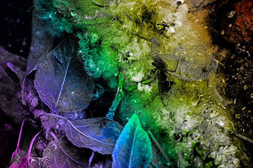 Smiling Cotton Stick Face Among Fallen Leaves (Rainbow Tone)