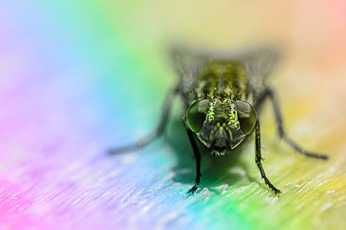 Smirking Open Mouthed Cluster Fly Watching Closely (Rainbow Tone)