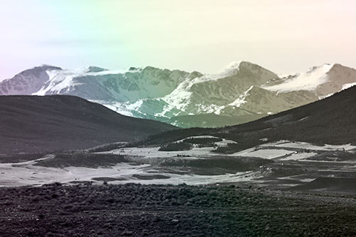 Snow Capped Mountains Behind Hills (Rainbow Tone Photo)