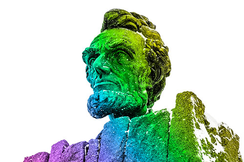 Snow Covering Presidents Statue (Rainbow Tone Photo)