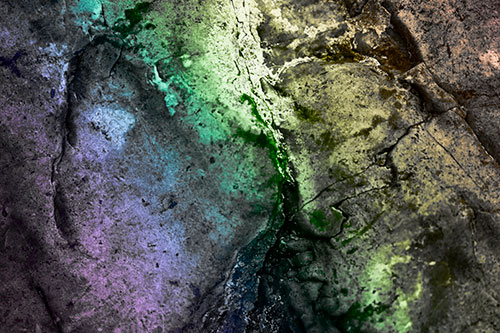 Stained Blood Splatter Rock Surface (Rainbow Tone Photo)