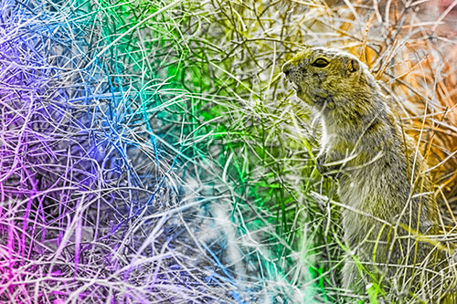 Standing Prairie Dog Snarls Towards Intruders (Rainbow Tone Photo)