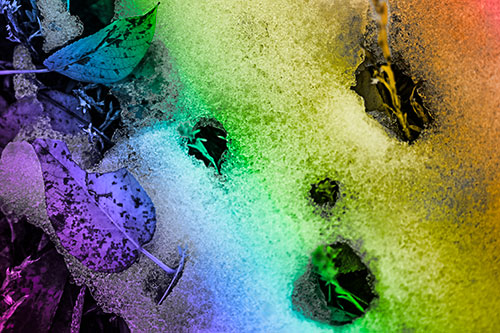 Stem Shocked Snow Face Among Fallen Leaves (Rainbow Tone)