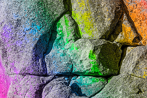 Stone Sphinx Within Rock Formation (Rainbow Tone Photo)
