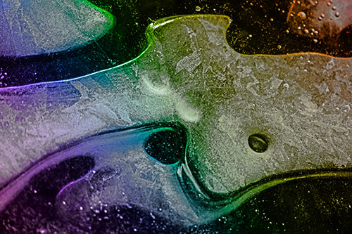 Swirling Frozen Smiling Bubble Eyed River Ice Face (Rainbow Tone)