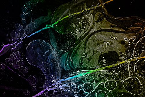 Terrified Screaming Ice Bubble Face Imprisoned Among Sticks (Rainbow Tone)