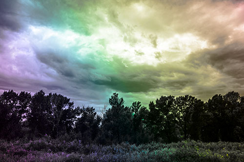 Thunderstorm Clouds Brewing Above Tree Line (Rainbow Tone)