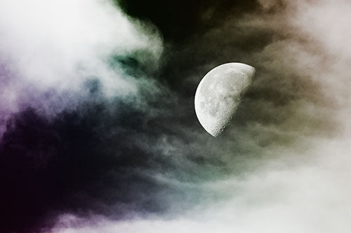 Upside Down Creature Cloud Moon Gazing (Rainbow Tone Photo)