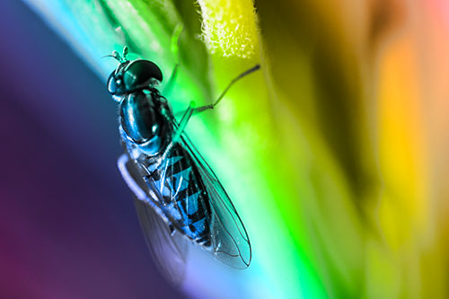 Vertical Leg Contorting Hoverfly (Rainbow Tone Photo)