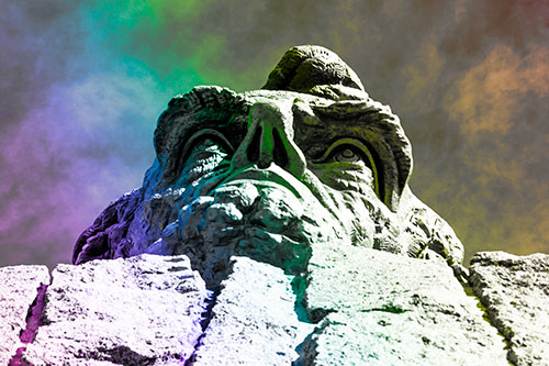 Vertical Upwards View Of Presidents Statue Head (Rainbow Tone Photo)