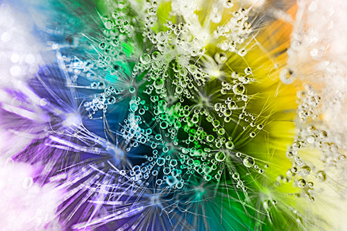 Water Dew Bubbles Among Dandelion Fluff (Rainbow Tone)