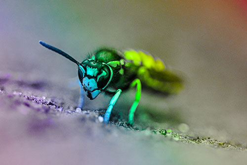 Yellowjacket Wasp Prepares For Flight (Rainbow Tone Photo)