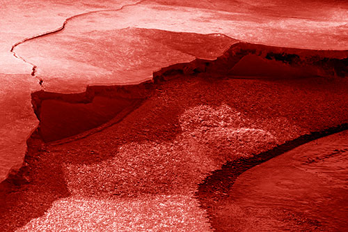 Cracked Ice Frozen Shoreline Melting (Red Shade Photo)