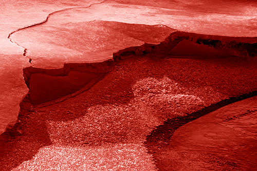 Cracked Ice Frozen Shoreline Melting (Red Shade)