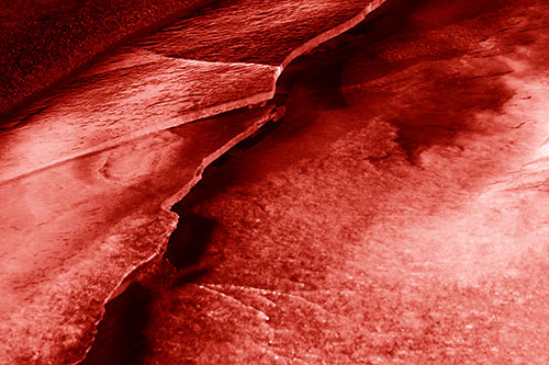 Cracking Blood Frozen Ice River (Red Shade Photo)