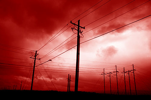 Crossing Powerlines Beneath Rainstorm (Red Shade Photo)