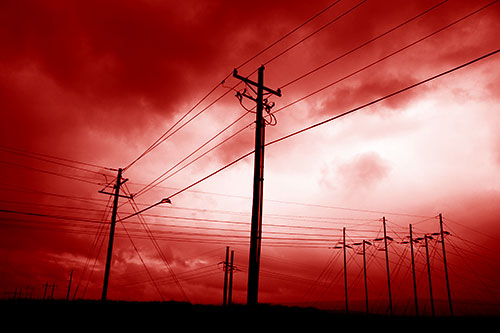 Crossing Powerlines Beneath Rainstorm (Red Shade Photo)