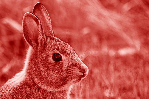 Curious Bunny Rabbit Looking Sideways (Red Shade Photo)