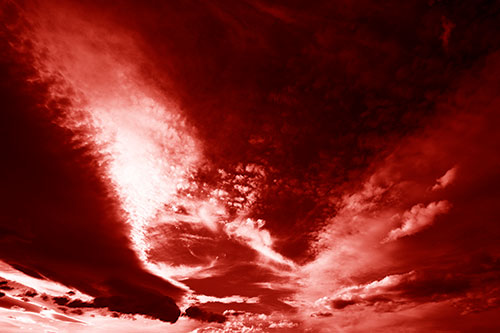 Curving Black Charred Sunset Clouds (Red Shade Photo)