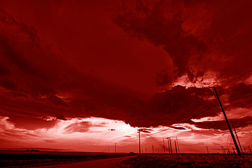 Dark Cloud Powerline Sunset (Red Shade Photo)