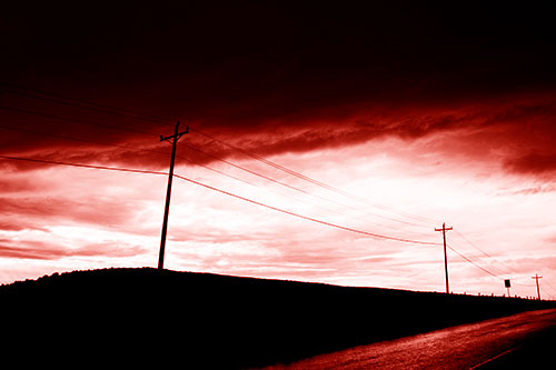 Dark Storm Clouds Overcast Powerlines (Red Shade Photo)