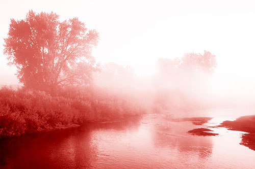 Dense Fog Blankets Distant River Bend (Red Shade Photo)