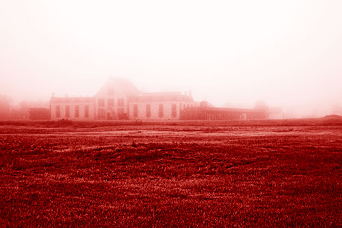 Dense Fog Consumes Distant Historic State Penitentiary (Red Shade Photo)