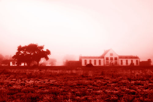 Departing Fog Reveals State Penitentiary (Red Shade Photo)
