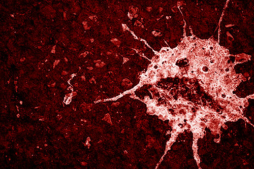 Distressed Bird Excrement Face Splattered Among Pavement (Red Shade)