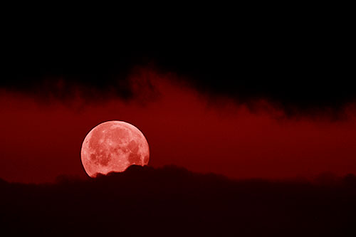 Easter Morning Moon Peeking Through Clouds (Red Shade Photo)
