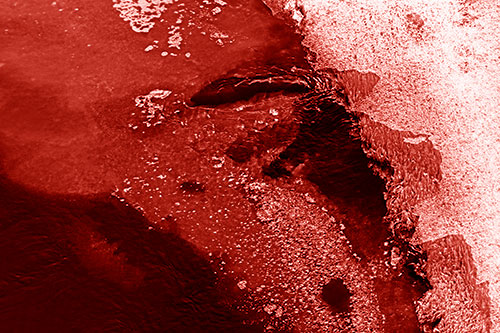 Floating River Ice Face Formation (Red Shade Photo)