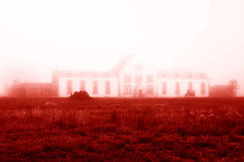 Fog Engulfs Historic State Penitentiary (Red Shade Photo)