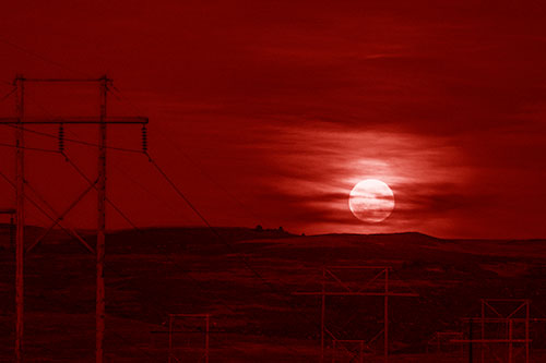 Full Moonrise Behind Mountain (Red Shade Photo)