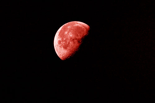 Half Blue Moon During Morning Orbit (Red Shade Photo)