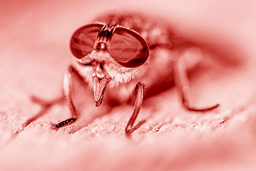 Happy Horse Fly Sticking Out Tongue Among Sunlight (Red Shade)