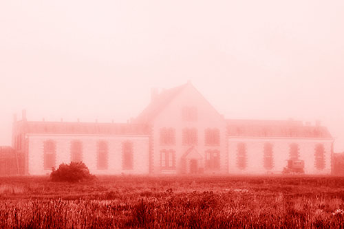 Heavy Fog Consumes State Penitentiary (Red Shade Photo)