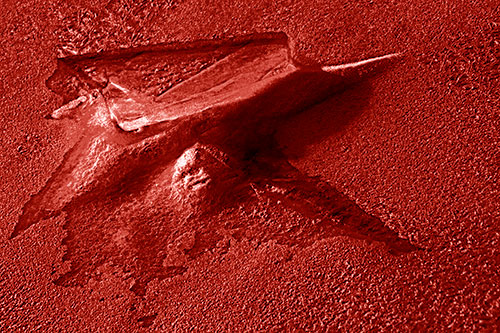 Jagged Melting River Ice Submerging (Red Shade Photo)