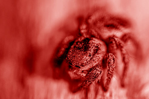 Jumping Spider Makes Eye Contact (Red Shade Photo)