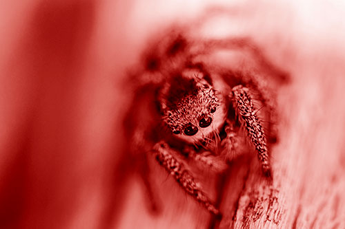 Jumping Spider Resting Atop Wood Stick (Red Shade Photo)