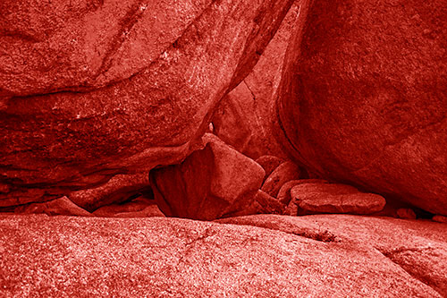 Large Crowded Boulders Leaning Against One Another (Red Shade Photo)