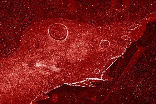 Large Headed Bubble Eyed Ice Face Frozen Among River (Red Shade)