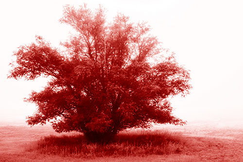 Lone Tree Standing Among Fog (Red Shade Photo)