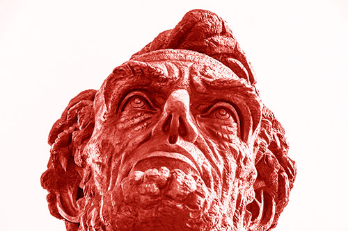 Looking Upwards At The Presidents Statue Head (Red Shade Photo)