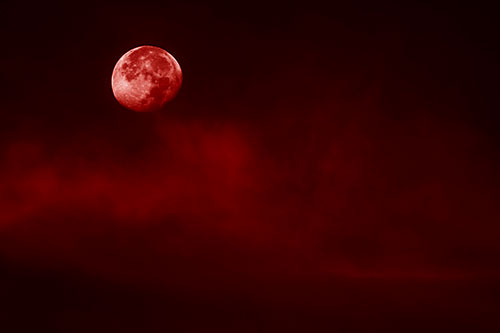 Moon Begins Descent Beyond Faint Mist Cloud (Red Shade Photo)