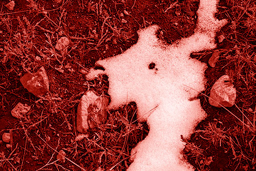 Peering Humanoid Snow Face Creature Among Rocks (Red Shade)