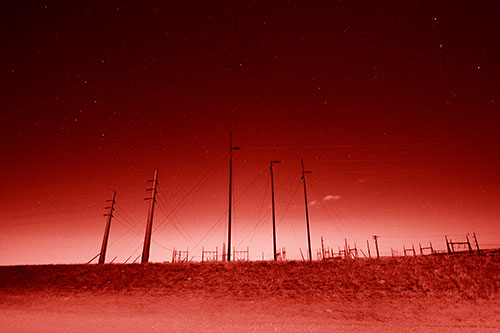 Powerlines Among The Night Stars (Red Shade Photo)