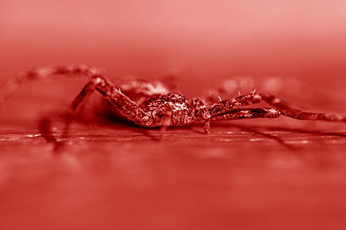Running Crab Spider Resting Among Bench (Red Shade)